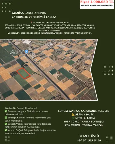 MANİSA SARUHANLI’DA YATIRIMLIK VE VERİMLİ TARLA! - Arazi | Zero Emlak - Fotoğraf 1 Arka Plan